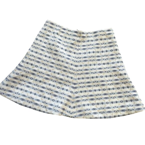 J.Crew Dresses & Skirts - J.Crew A-Line Flare Mini Skirt SZ 4 Geometric Jacquard Evening Gold Gray Cream